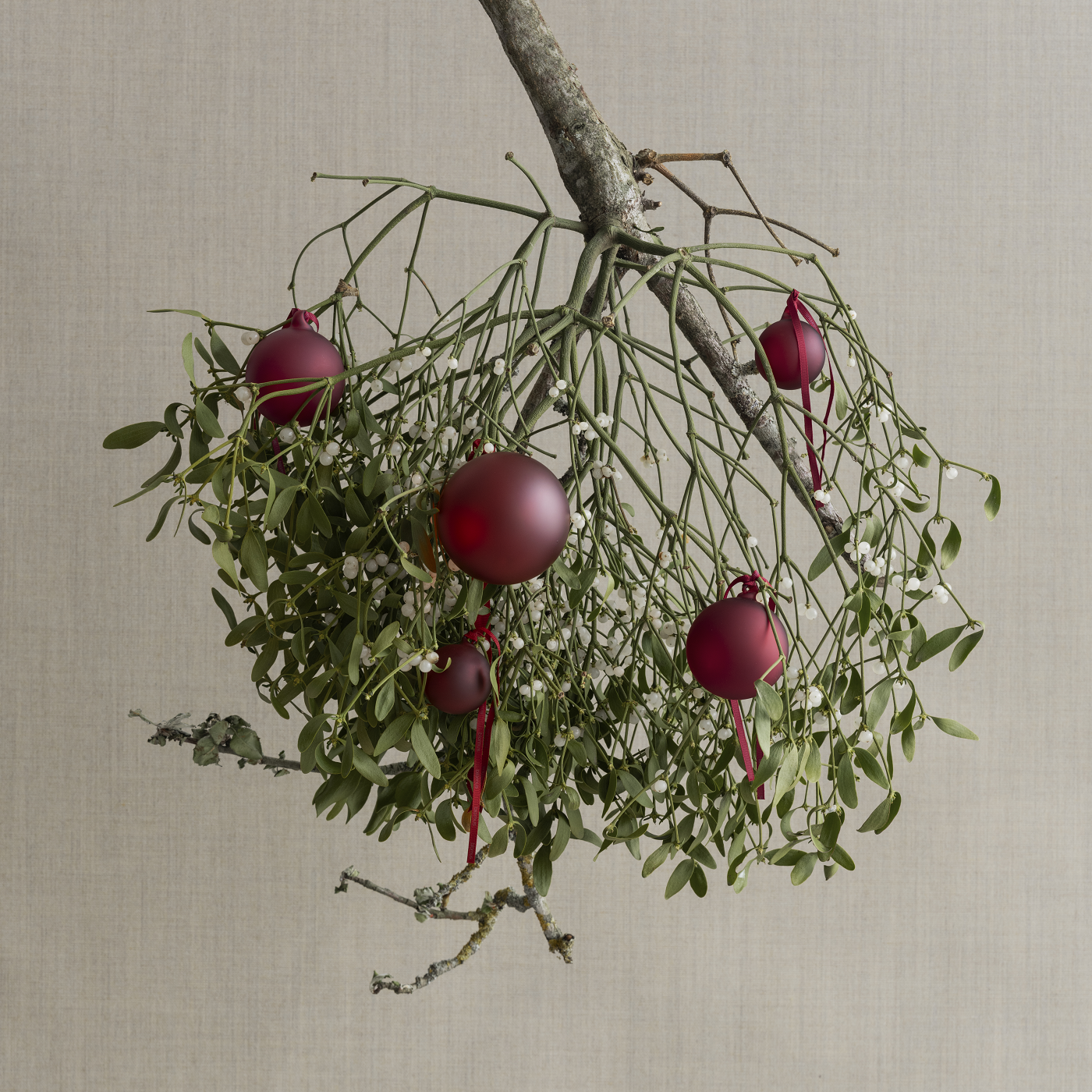 Port wine colored glass ornaments