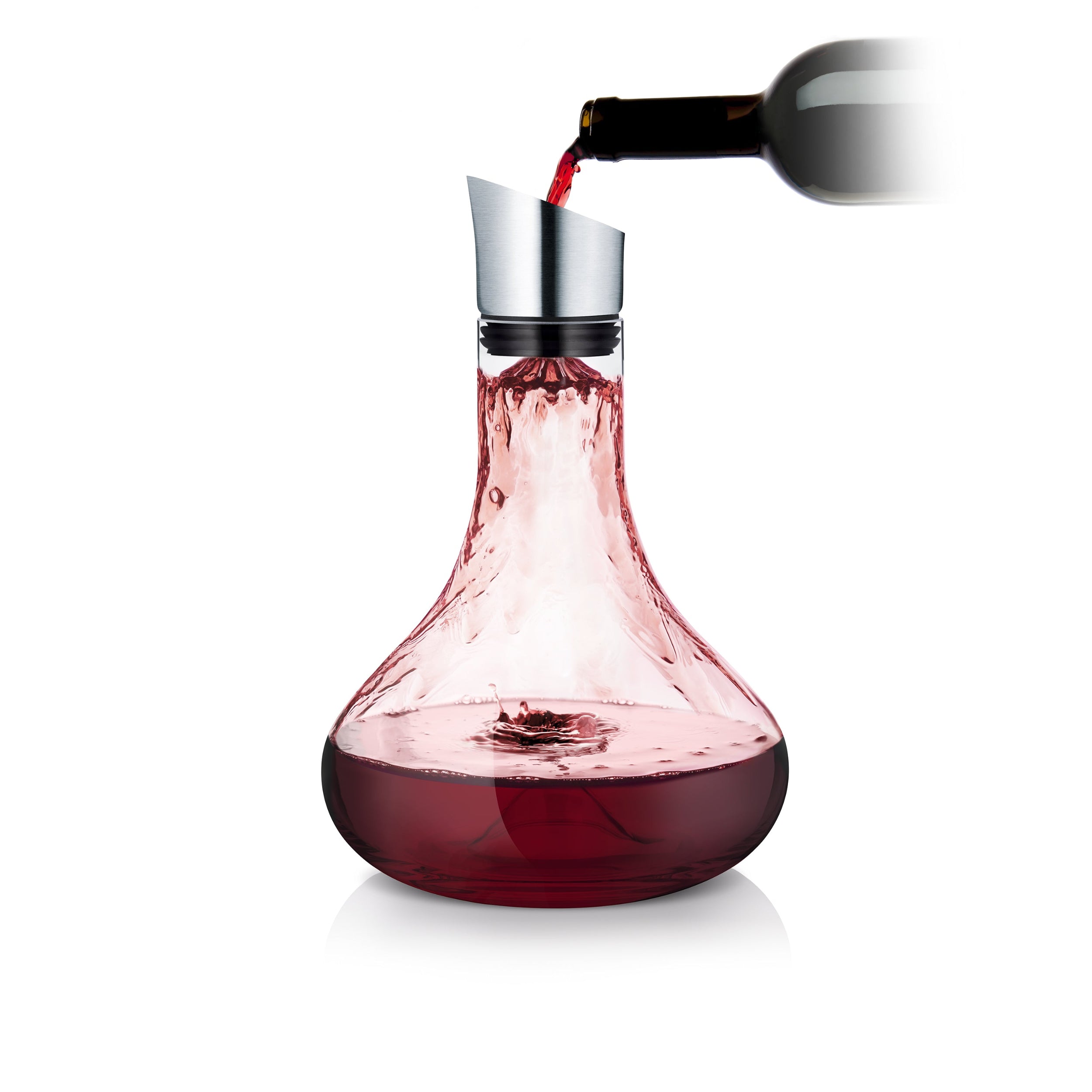 blomus ALPHA Wine Decanter with Aerator & Pourer – Hand Blown Glass & Stainless Steel Luxury Wine Accessory