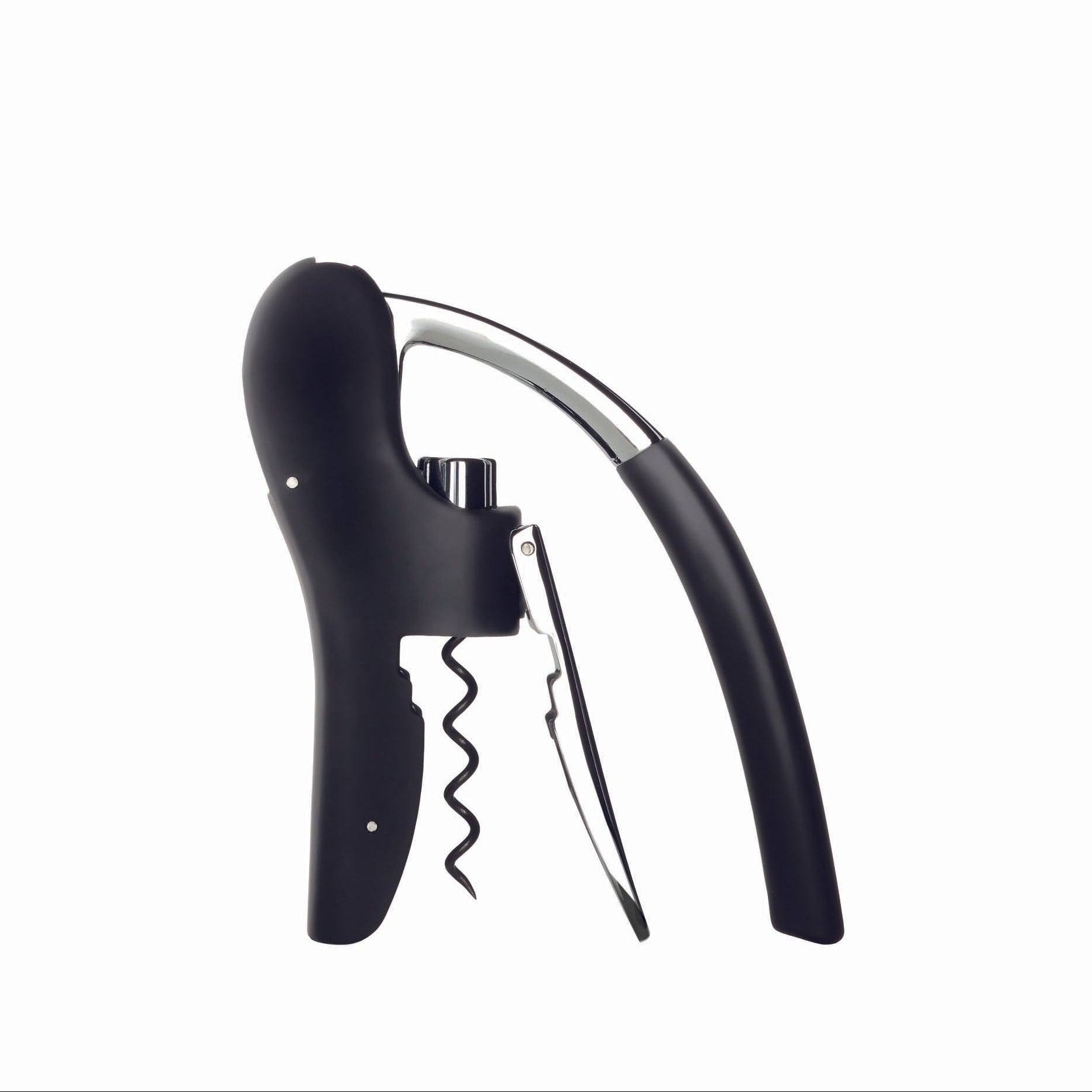 Black corkscrew on a white background