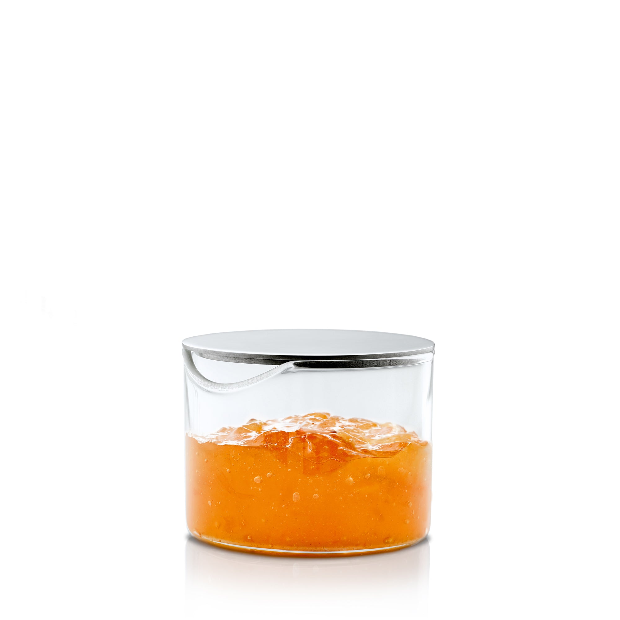 blomus BASIC Glass Condiment Server with Stainless Steel Lid – Jam, Honey & Sauce Container for Modern Tabletop Serving