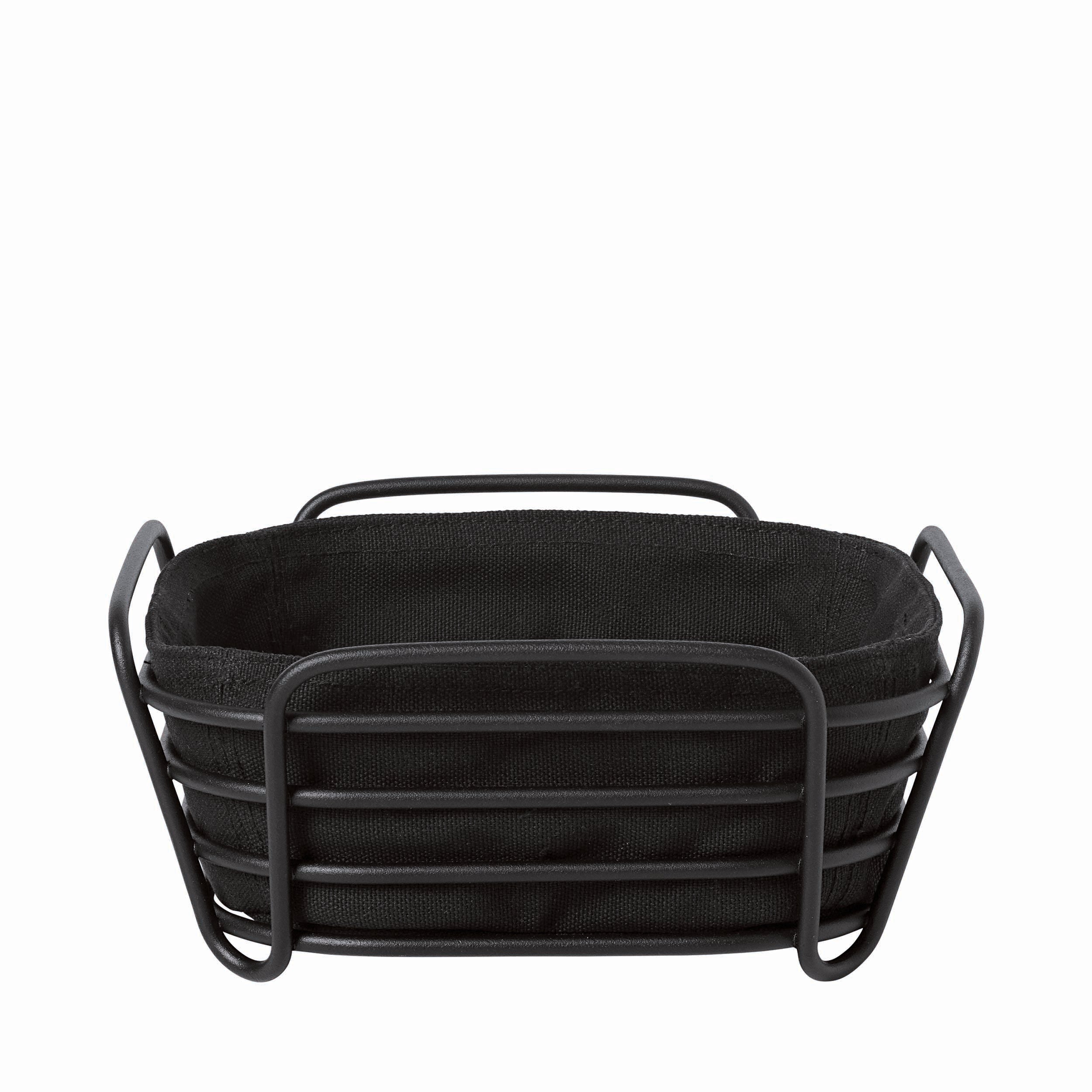 blomus DELARA Bread Basket with Removable Washable Liner – Serving Basket for Bread, Crackers, Rolls, Snacks & Kitchen Storage - Black