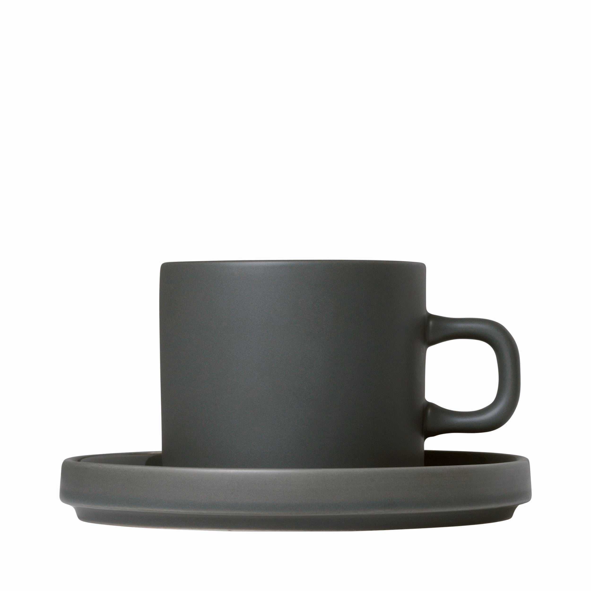 blomus PILAR Modern Stoneware Coffee Cups with Saucers - Dishware Coffee Accessory Set of 2