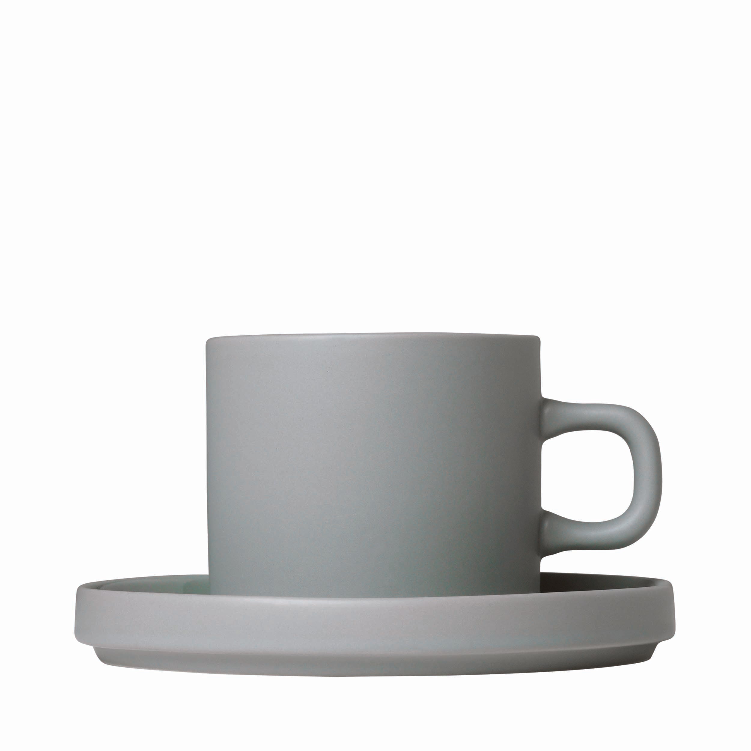 blomus PILAR Modern Stoneware Coffee Cups with Saucers - Dishware Coffee Accessory Set of 2