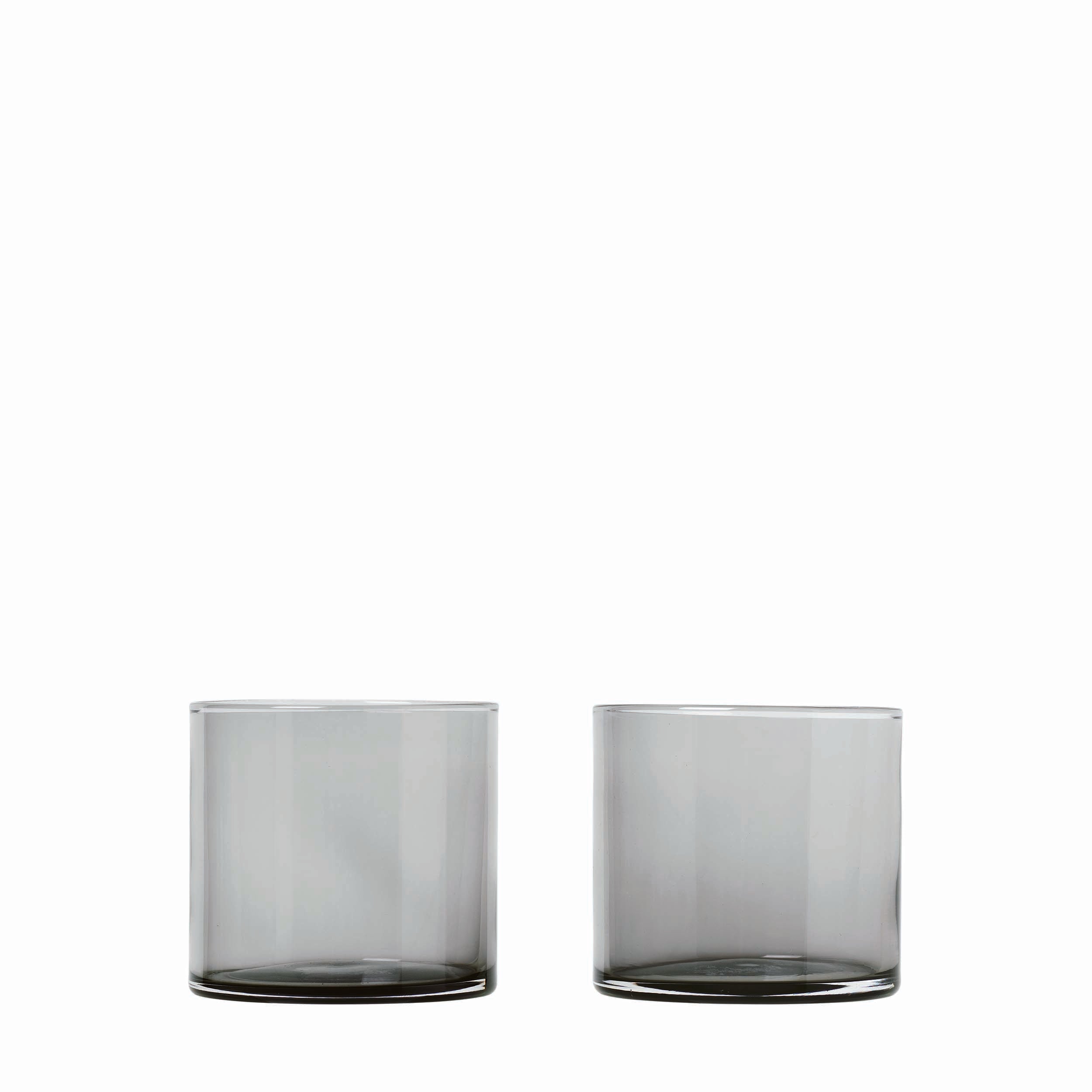 blomus MERA Hand Blown Low Ball Smoke Colored Glasses Set of 2 for Cocktails, Water or Juice