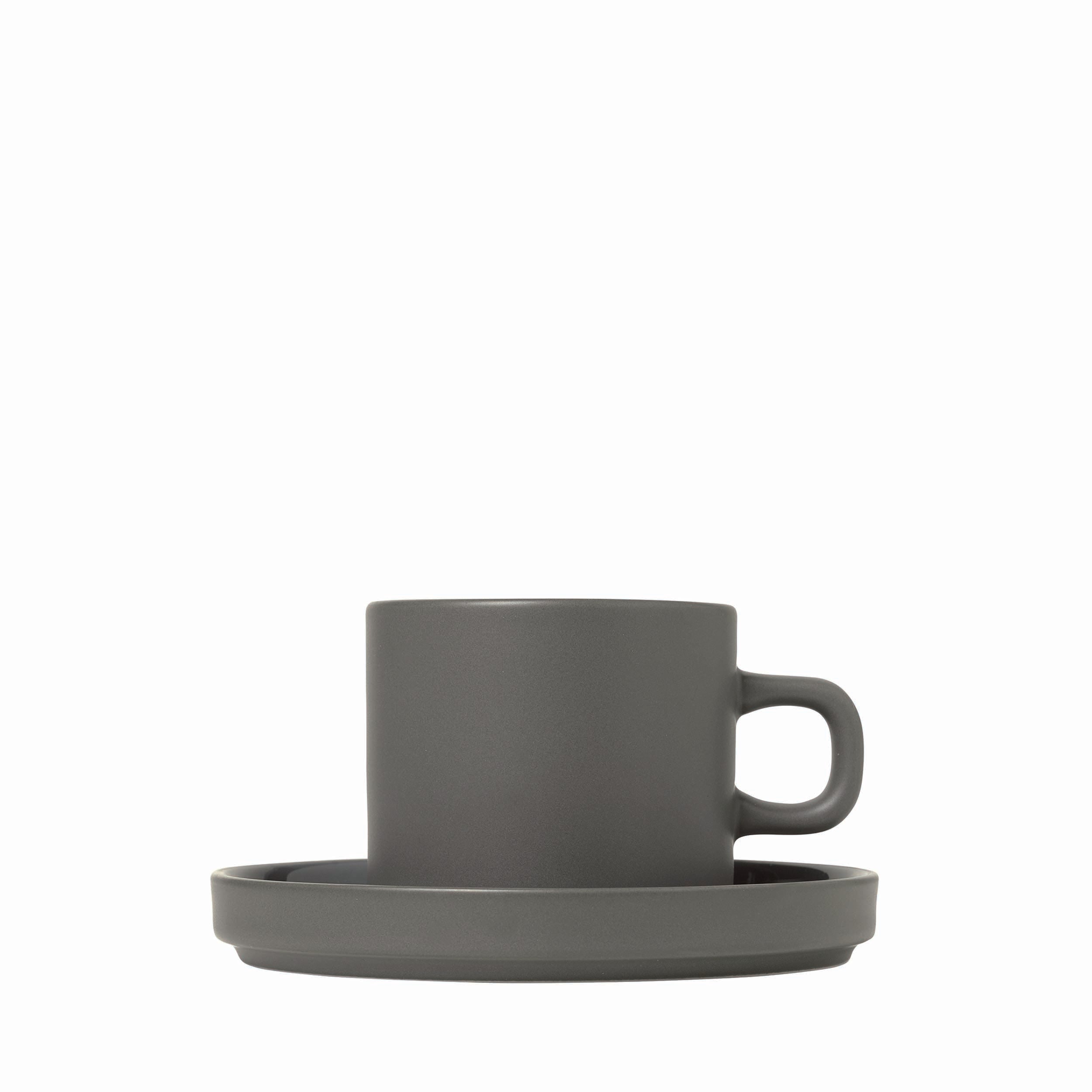 blomus PILAR Modern Stoneware Coffee Cups with Saucers - Dishware Coffee Accessory Set of 2