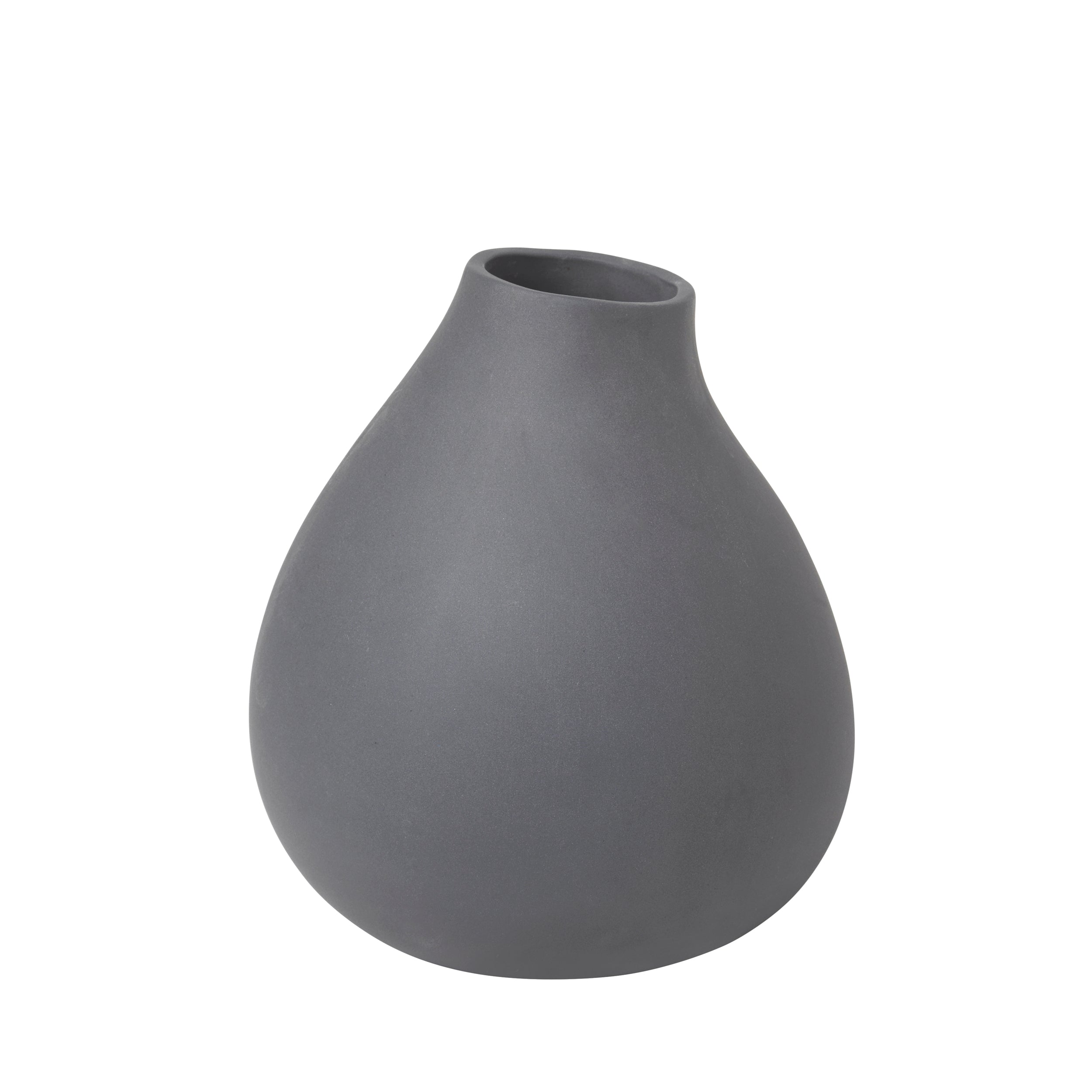blomus NONA Porcelain Sculptural Vase with Organic Soft Curves - Pewter Color