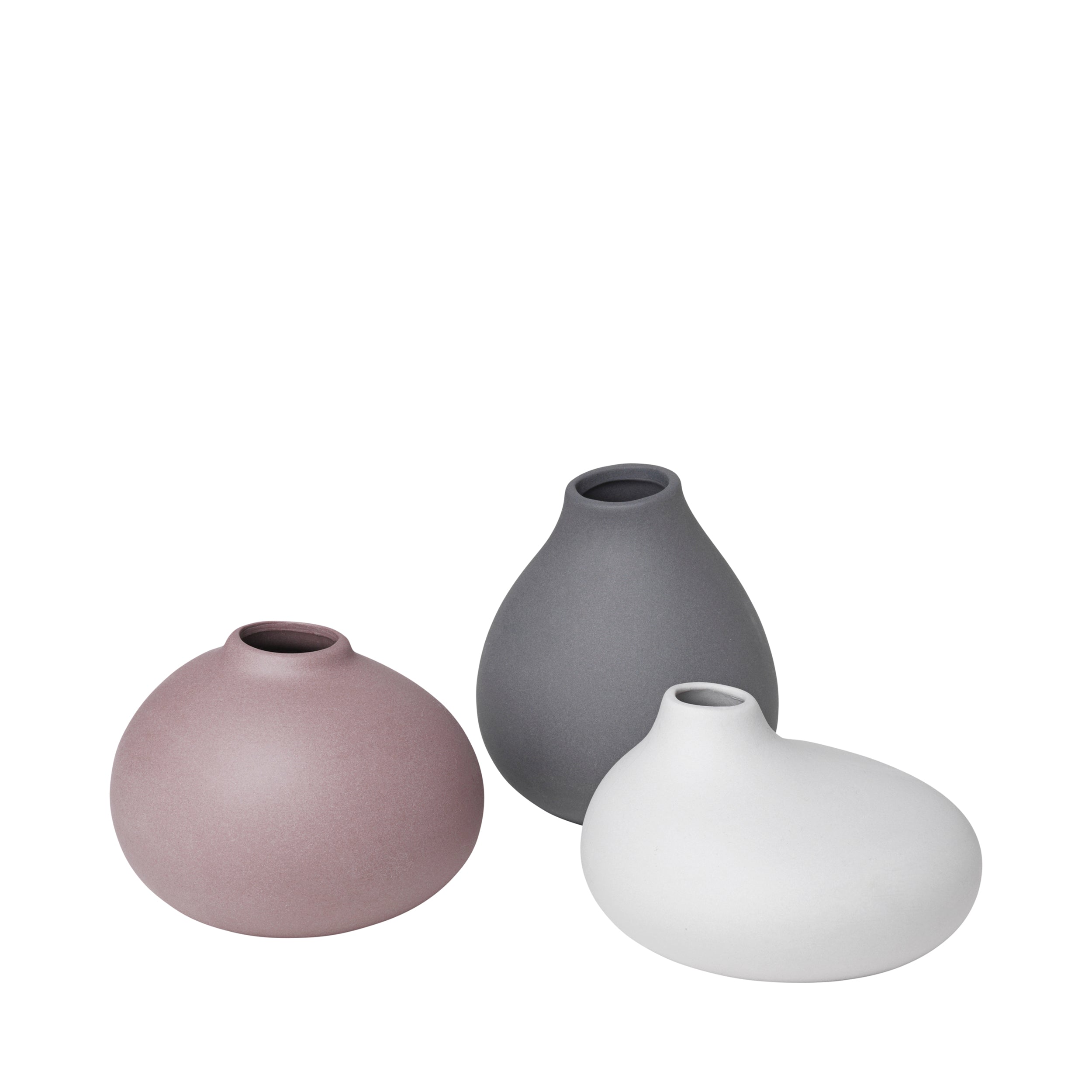 blomus NONA Porcelain Sculptural Mini Vases with Organic Soft Curves - Set of 3