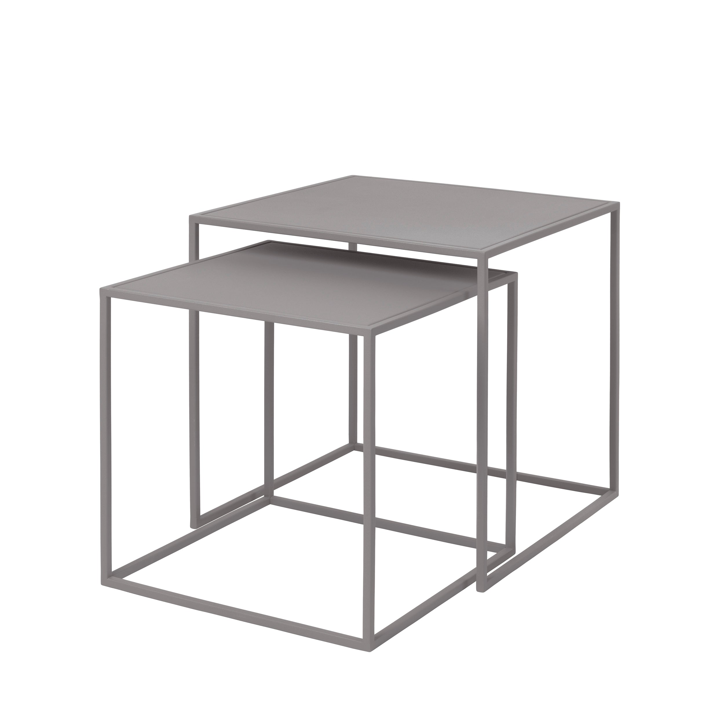 blomus FERA Modern Steel Nesting Tables - Square Geometric Industrial Style - Set of 2