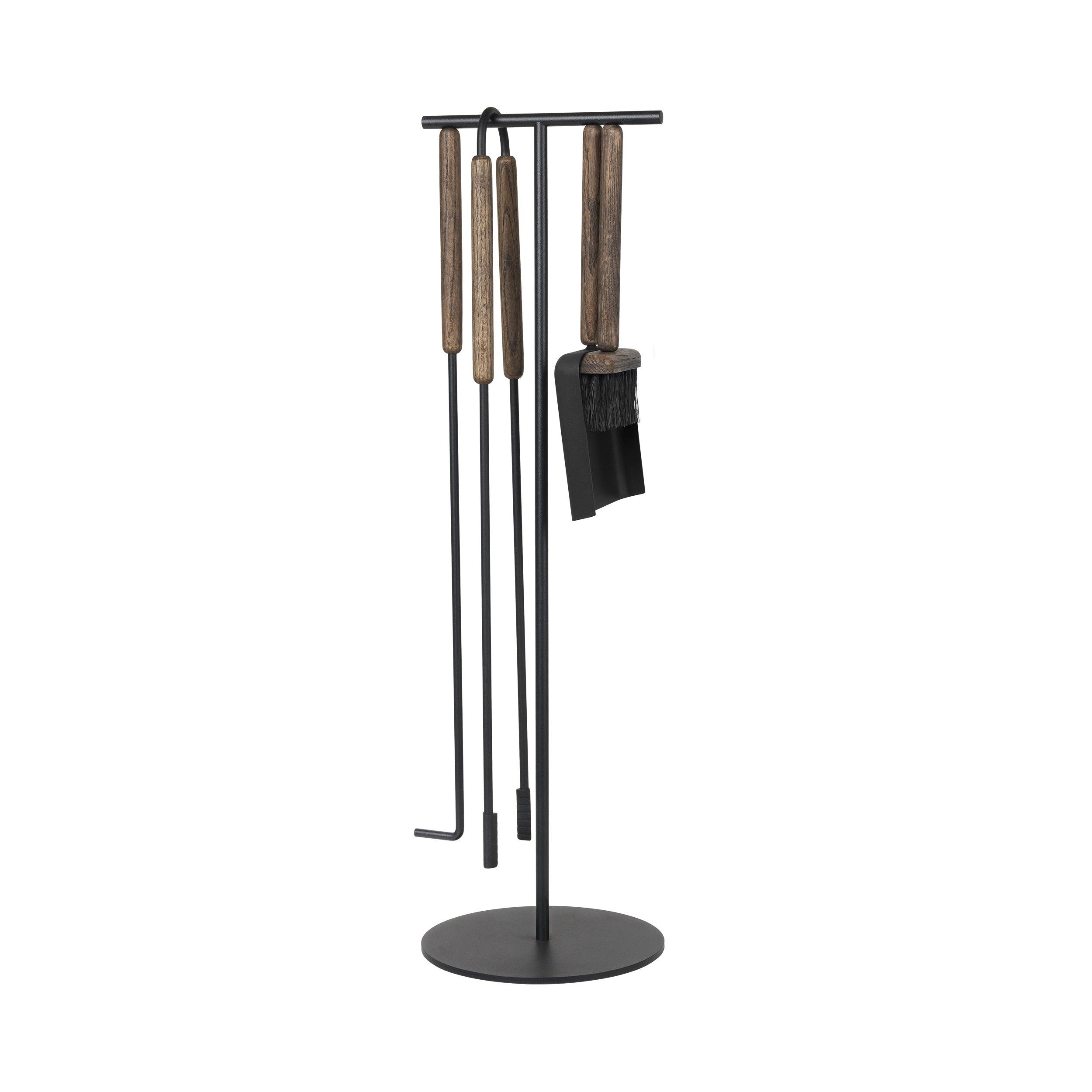 blomus ASHI Fireplace Tool Set and Stand with Magnetic Attachment - 5-Piece with Wood Accents