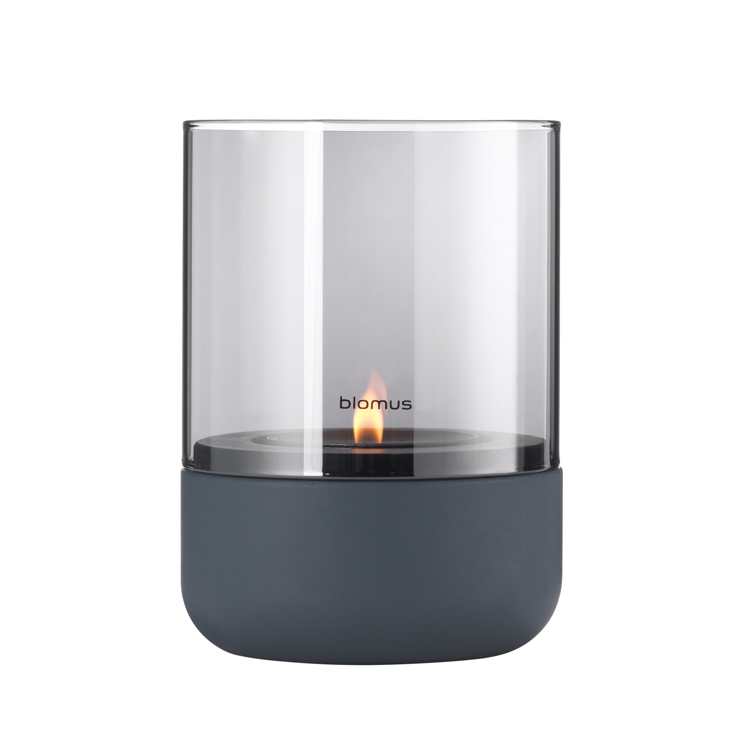 66189 Smoked Glass Hurricane lantern with dark grey concrete base
