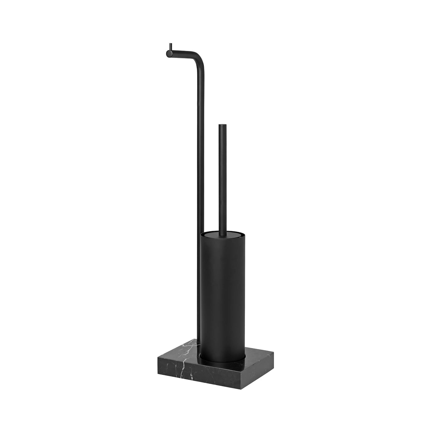 Side View of blomus MODO Freestanding Toilet Paper Holder with Toilet Brush and Holder - Stainless Steel