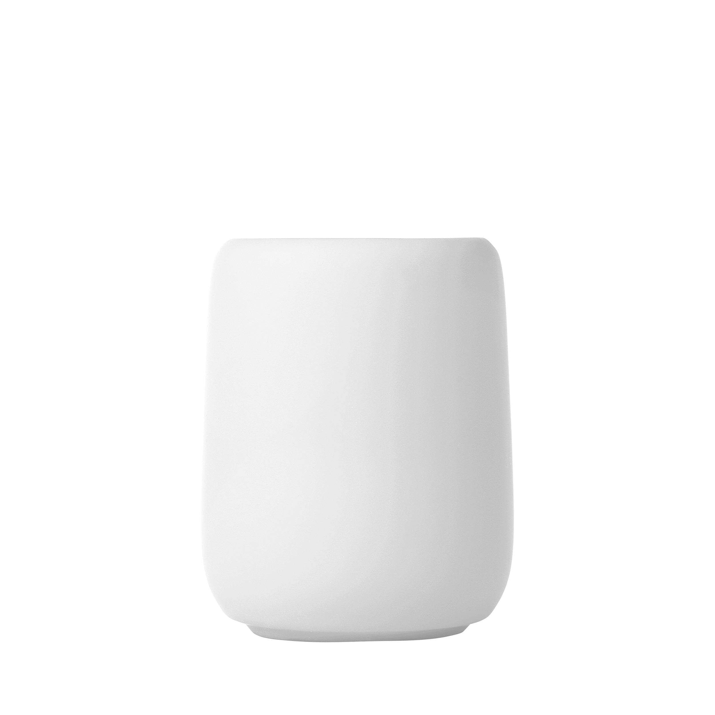 blomus SONO Modern Bathroom Countertop Tumbler and Toothbrush Holder Organizer - Ceramic Soft Touch White