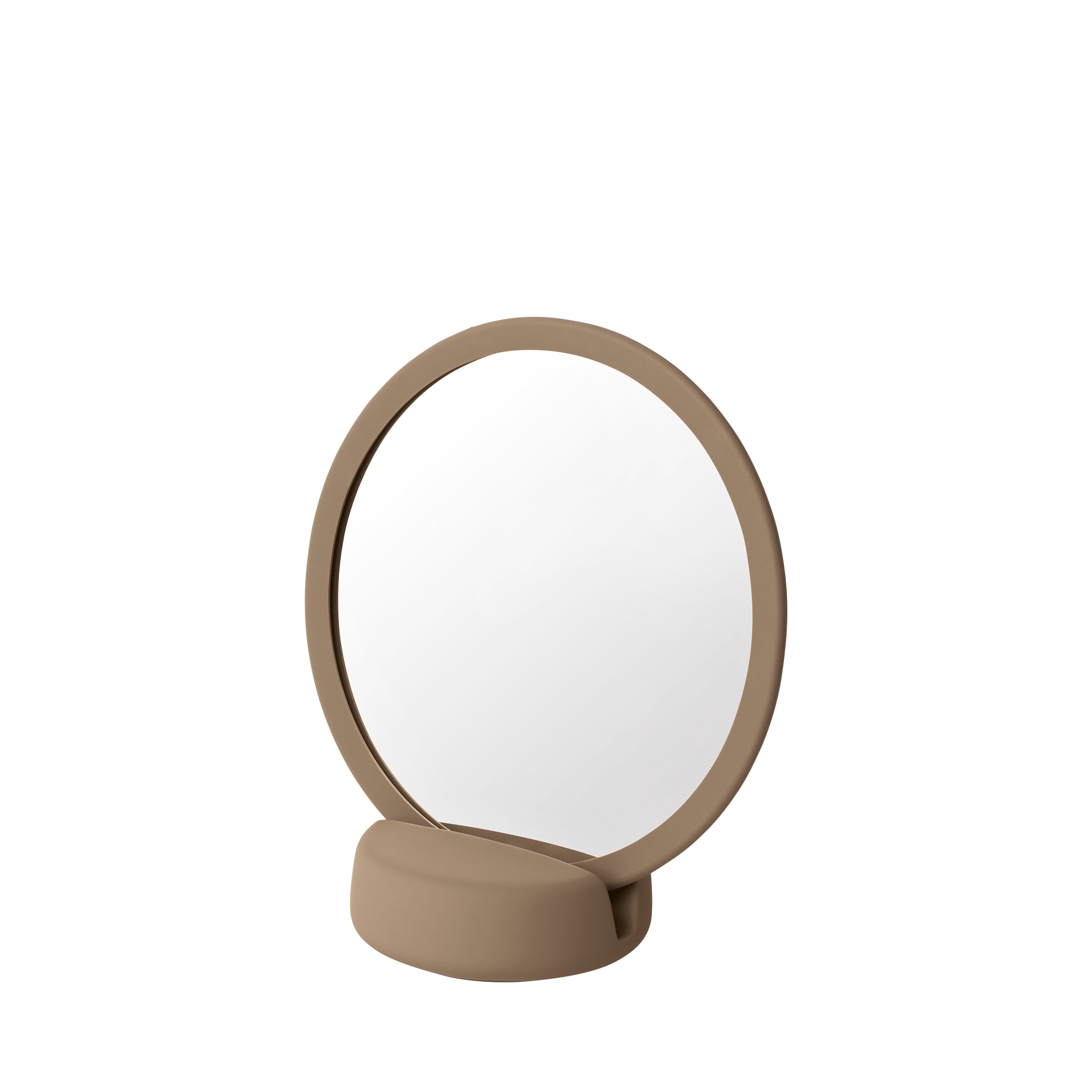 blomus SONO Vanity Countertop Magnification Mirror - Ceramic Soft Touch Tan