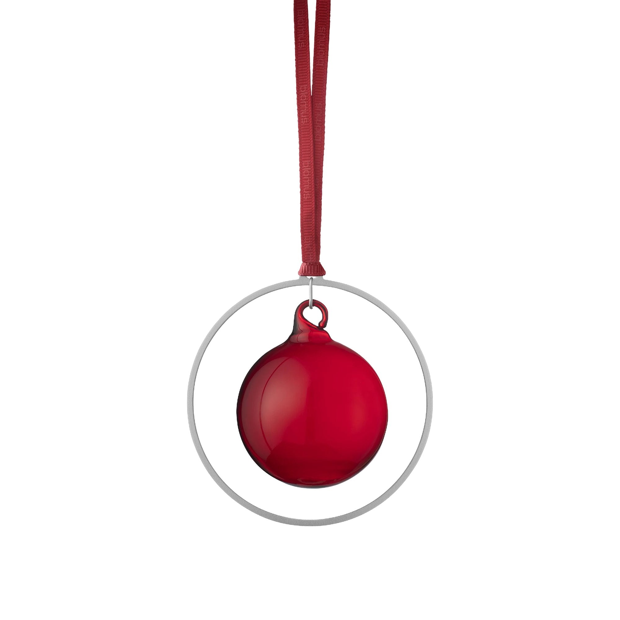 67099 Port Christmas ornament hanging from a red string on a white background