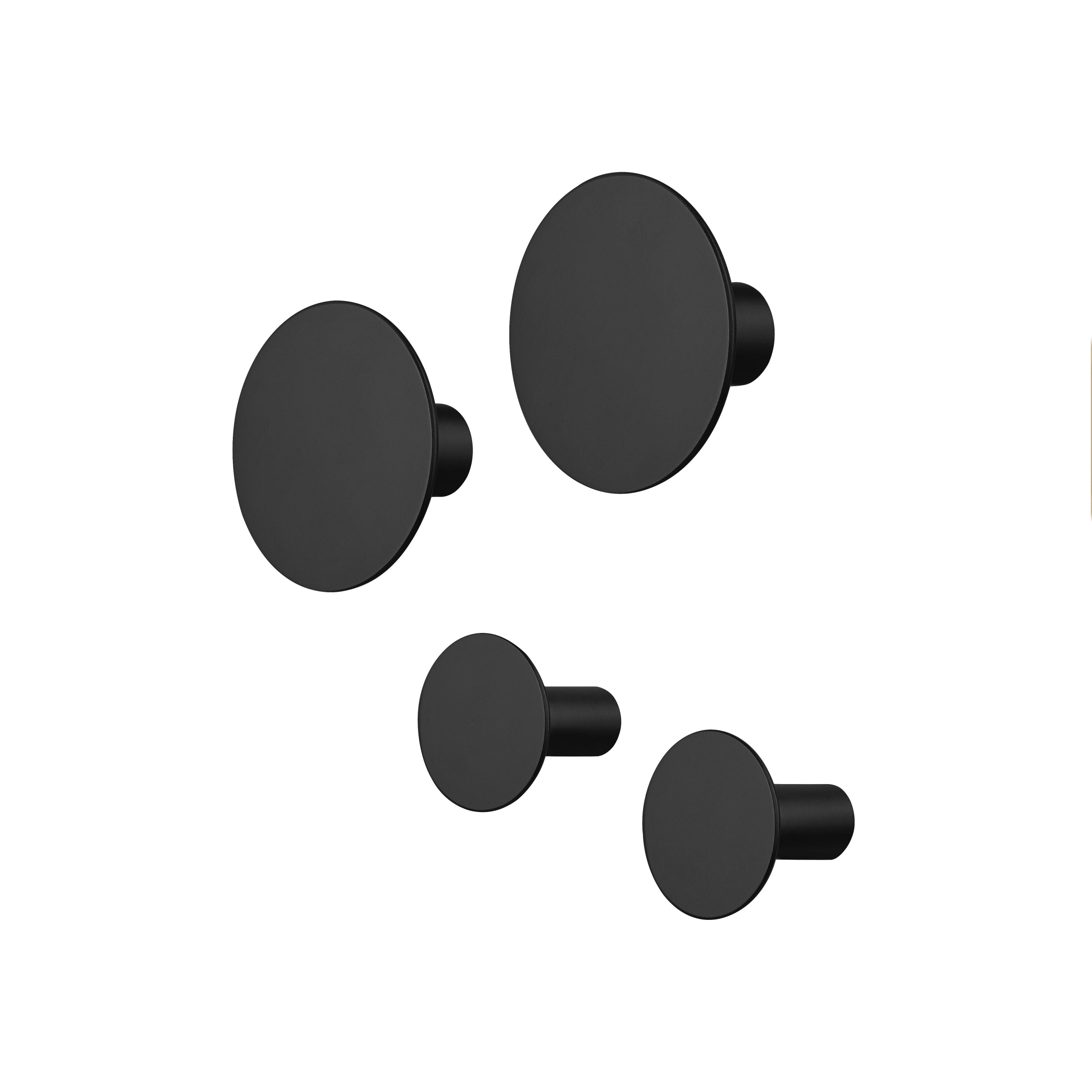 67395 4 Black Ponto Hooks hanging on a white wall