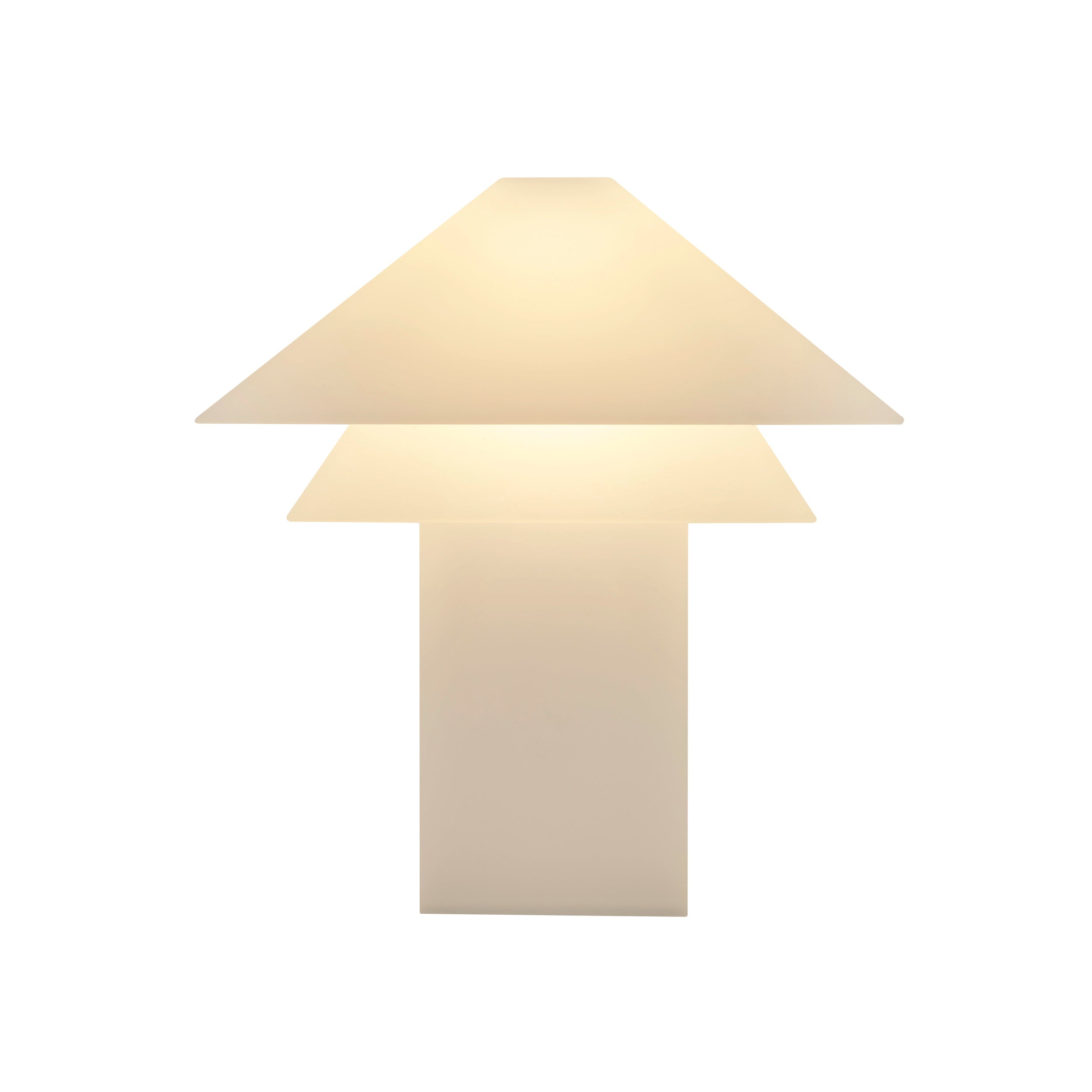 White table lamp with a triangular shade on a white background