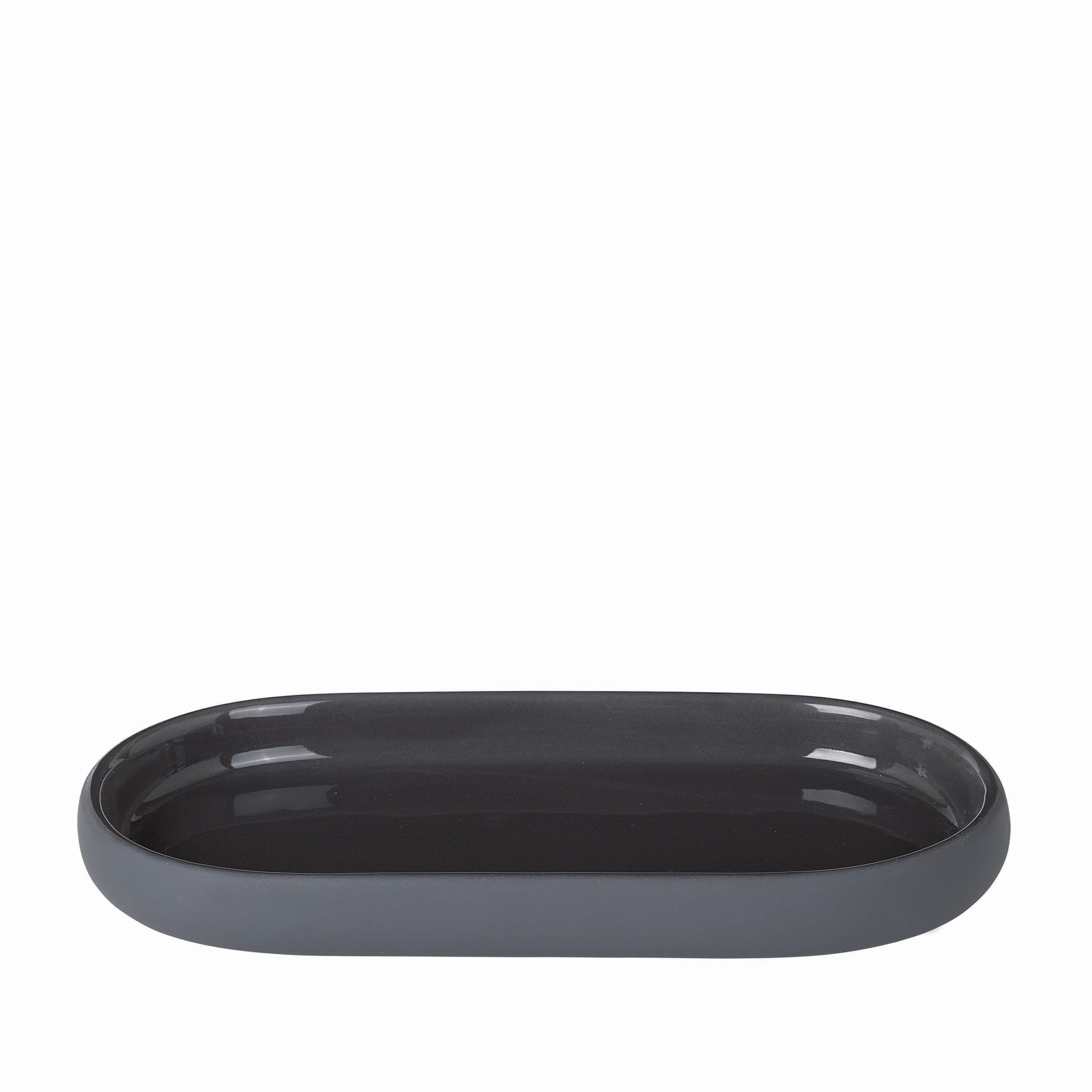 blomus SONO Modern Bathroom Countertop Oval Tray Organizer - Ceramic Soft Touch Magnet