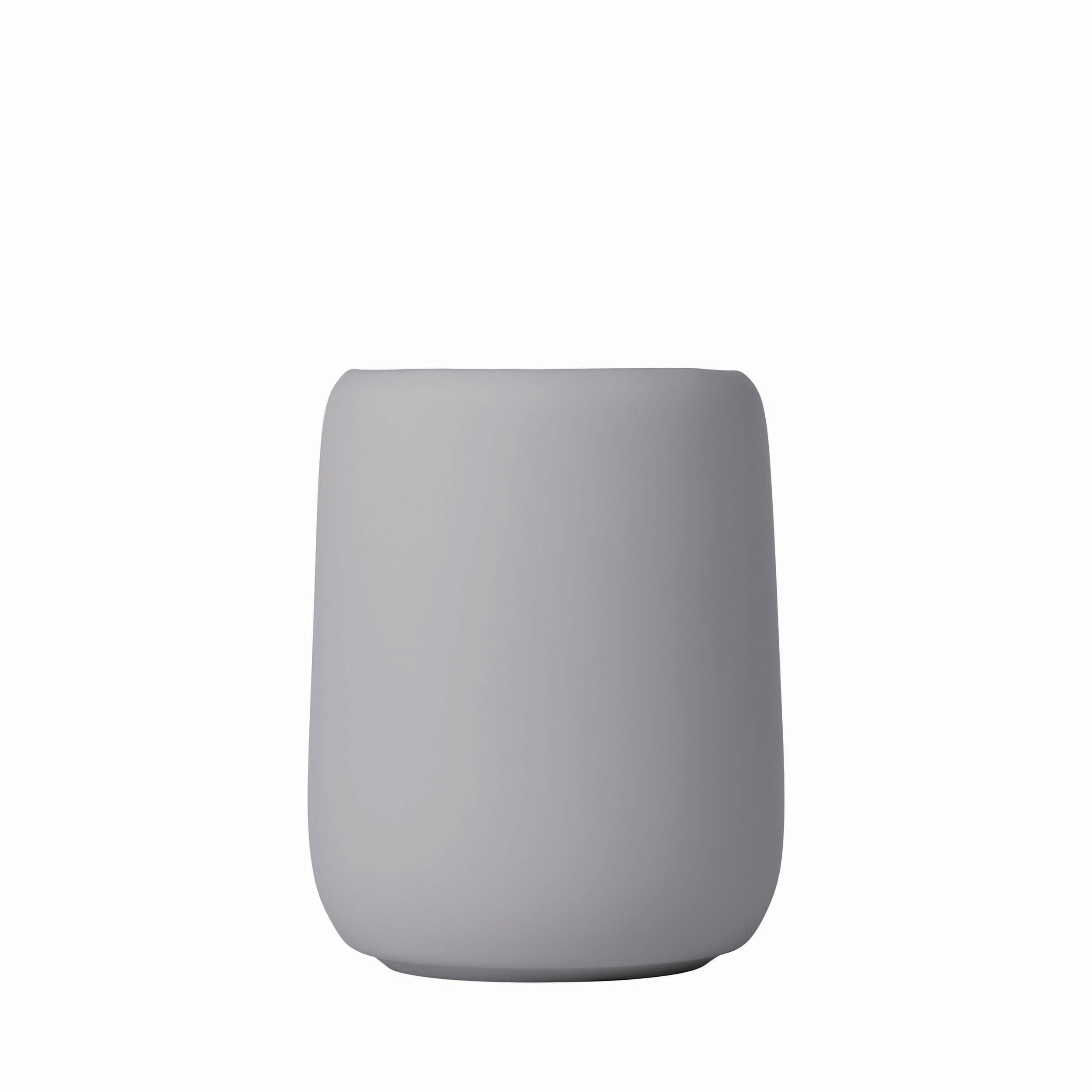 blomus SONO Modern Bathroom Countertop Tumbler and Toothbrush Holder Organizer - Ceramic Soft Touch Microchip