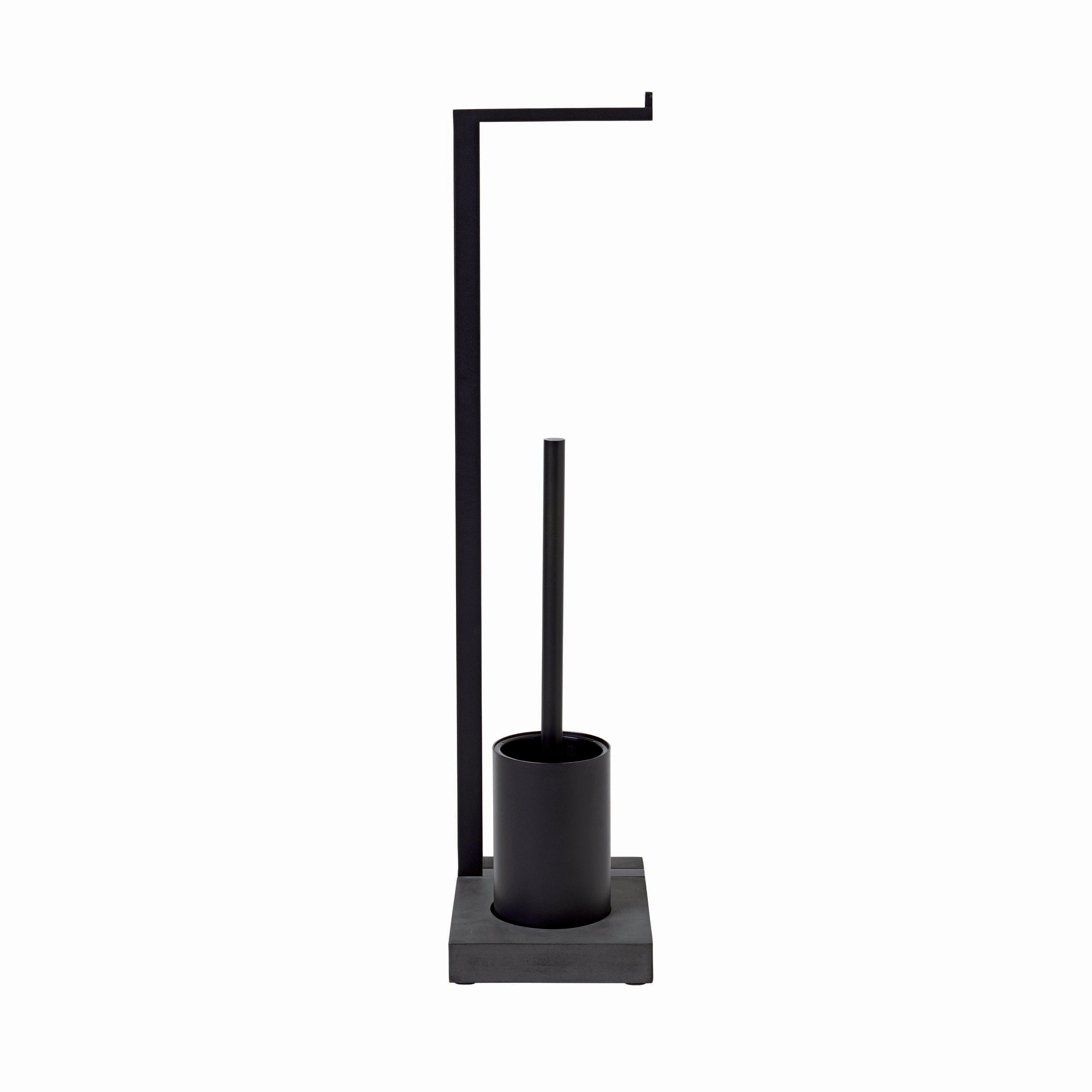 blomus MENOTO Freestanding Toilet Paper Holder with Toilet Brush and Holder - Black