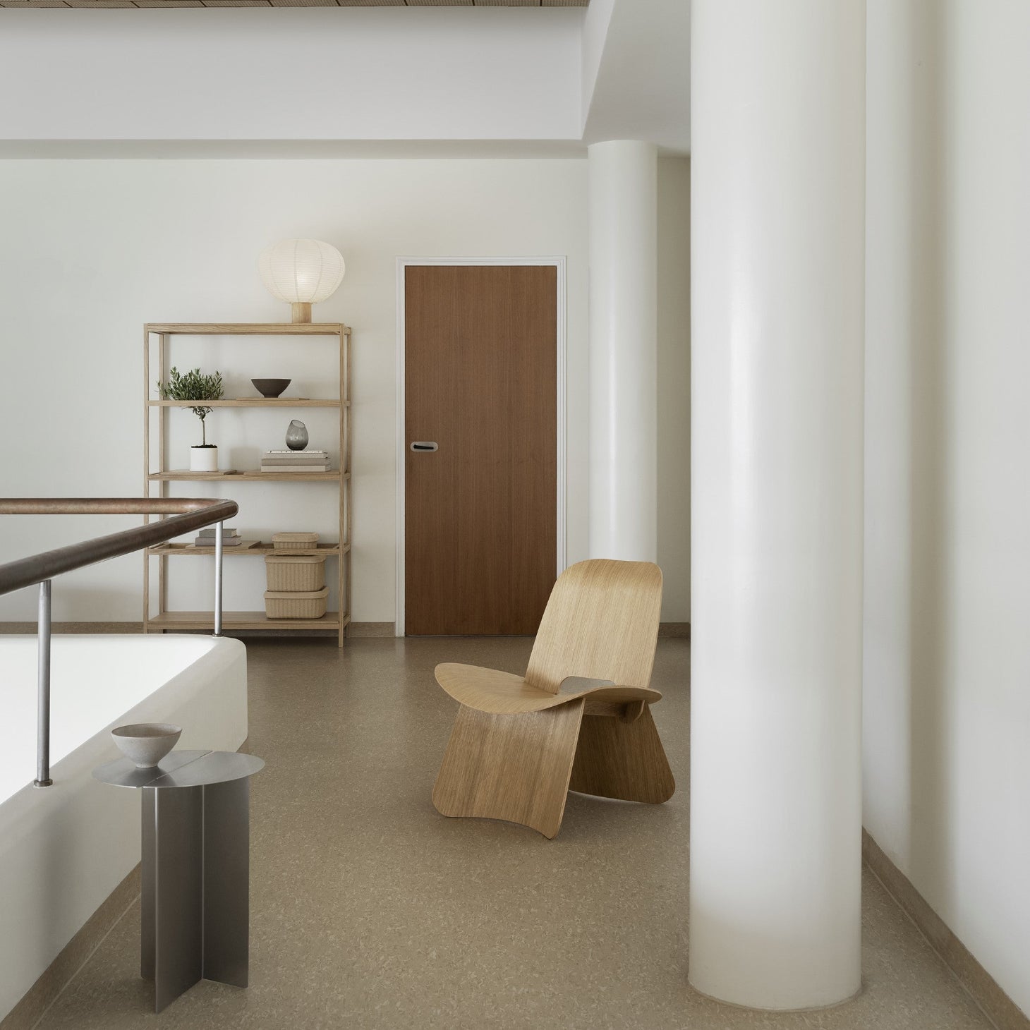 modern living area with REDO stackable storage boxes