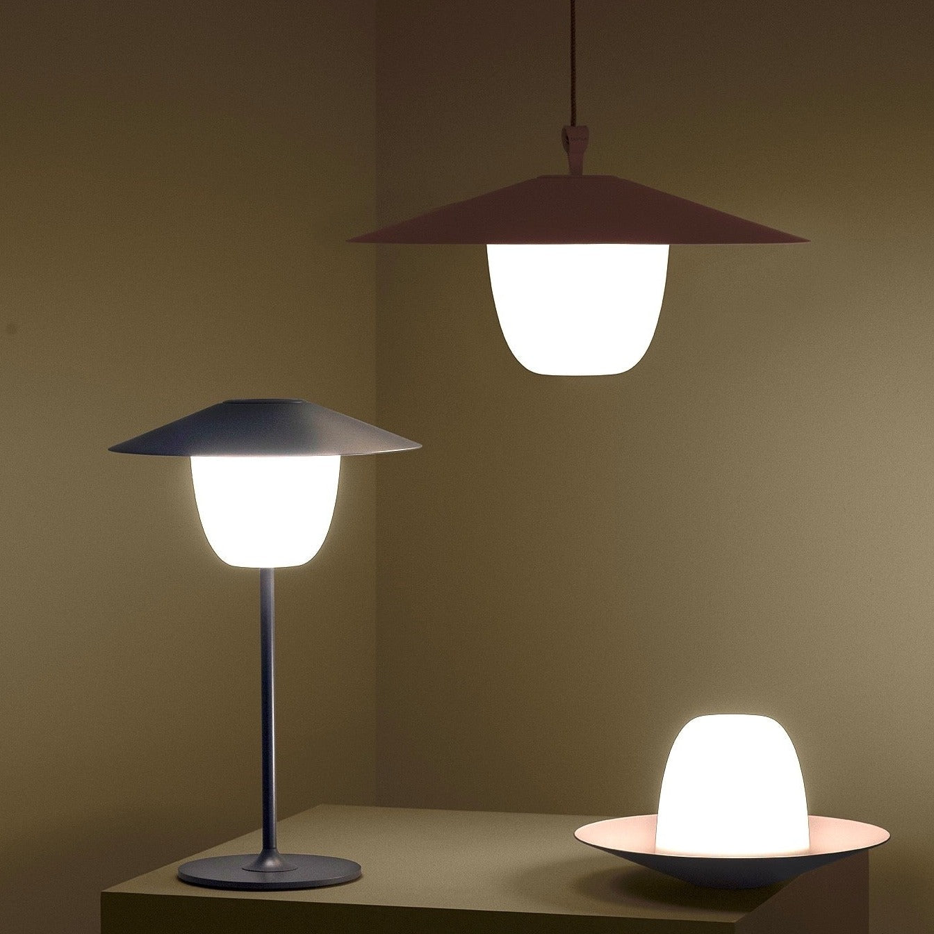 warm glow led lamps displayed in multiple ways