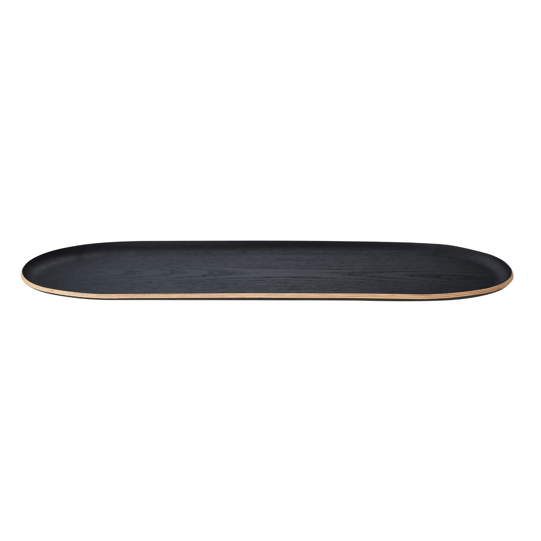 blomus BAKI Decorative and Functional Oval Tray with Non-Slip Surface - Black Lacquered Manufactured Wood