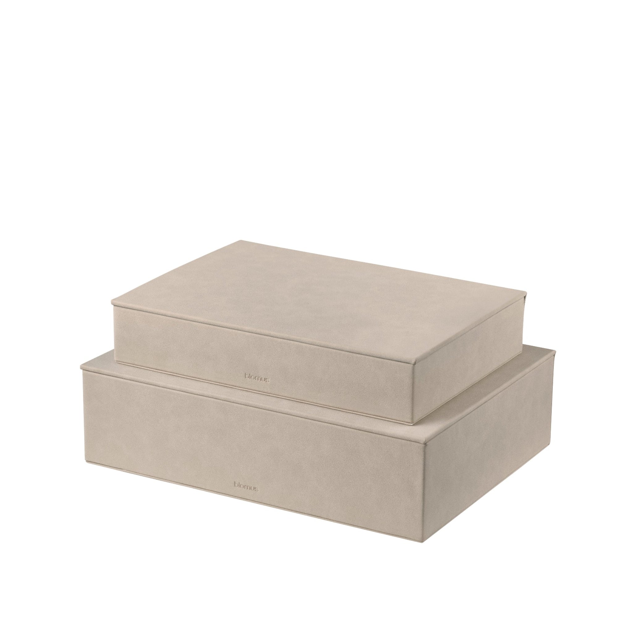 blomus SAHLA Faux Suede Luxury Decorative Storage Boxes for Shelves, Office and Closet - Set of 2
