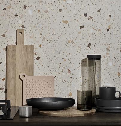 blomus SPLASH mouthblown water carafe arranged on a modern kitchen counter