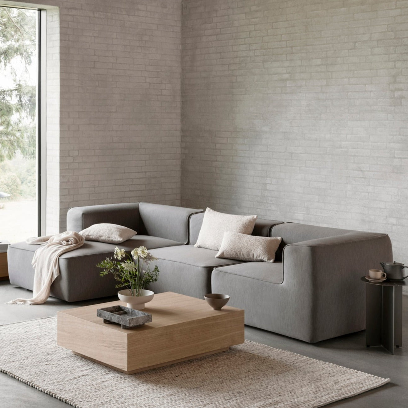 elegant ABENTO marble tray on a modern minimalist wooden coffee table