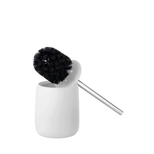 Toilet Bowl Brush with Rim Cleaner and Holder Set Black & White