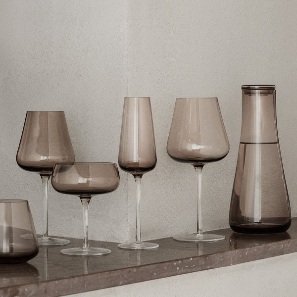 assortment of blomus BELO unique wine glasses displayed on a marble ledge