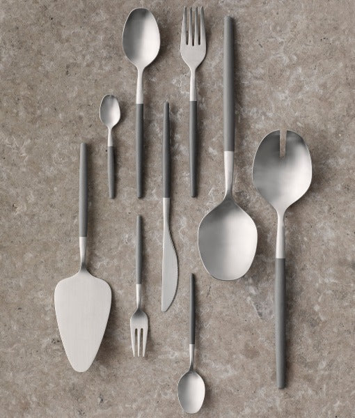 assortment of sleek minimalist cutlery from the MAXIME collection by blomus