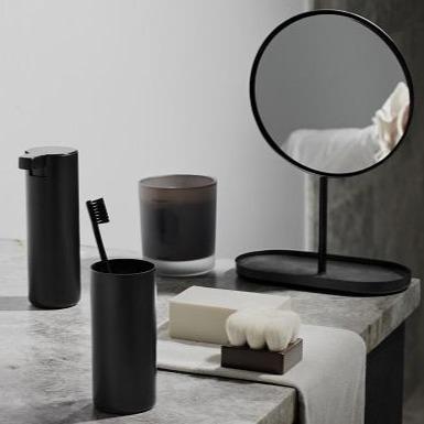 marble bathroom counter with chic black metal bathroom set