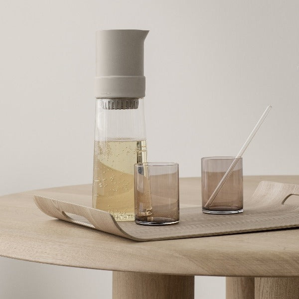 afternoon drinks at a modern table served on a WILO hardwood serving tray