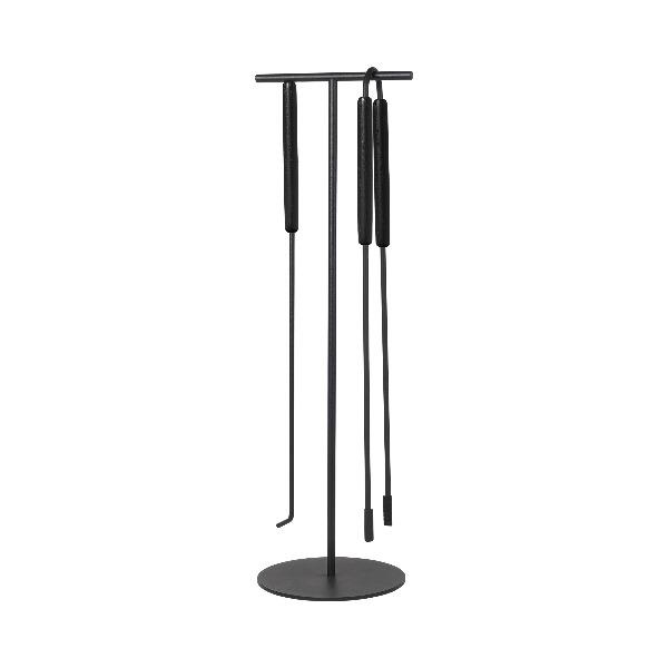 blomus ASHI Fireplace Tool Set and Stand with Magnetic Attachment - 5-Piece with Wood Accents