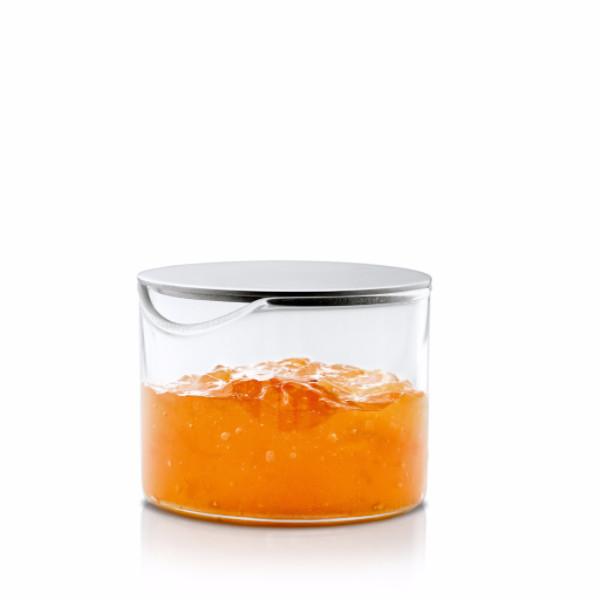 blomus BASIC Glass Condiment Server with Stainless Steel Lid – Jam, Honey & Sauce Container for Modern Tabletop Serving