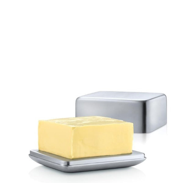 blomus BASIC Modern Stainless Steel Butter Dish – Butter Keeper with Lid & Double-Insulated Base