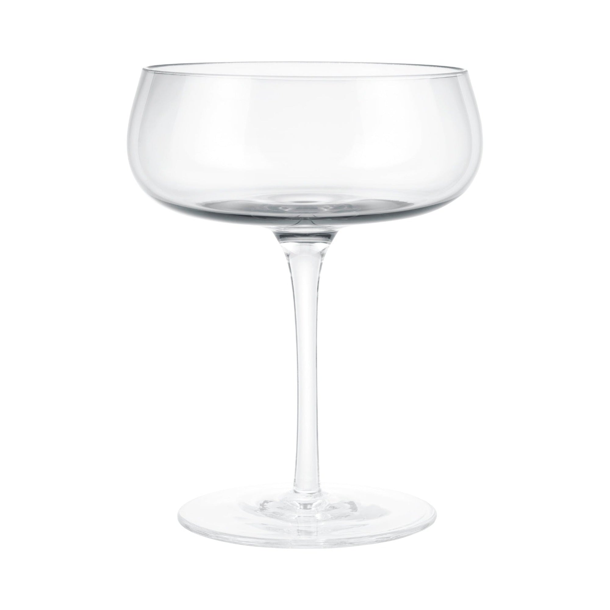blomus BELO Hand Blown Champagne Saucer - Clear Glass Tapered Tulip Shape Coupe Stemware - 2 pieces
