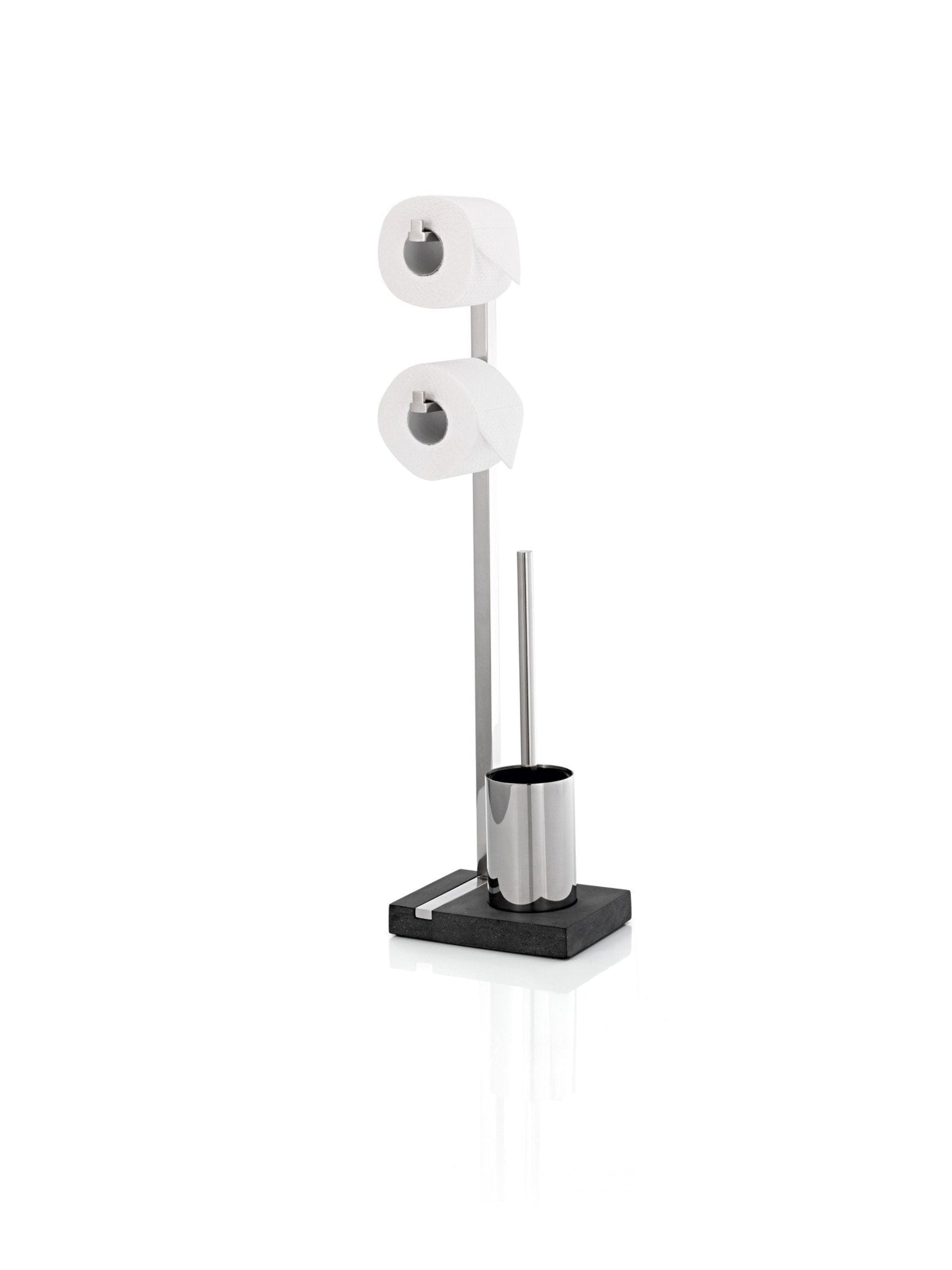 blomus MENOTO Freestanding Multi Roll Toilet Paper Holder with Toilet Brush and Holder - Polished Stainless