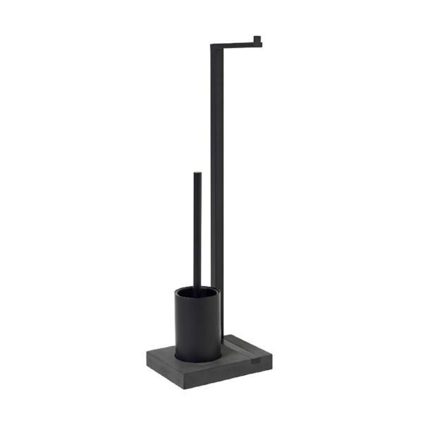 blomus MENOTO Freestanding Toilet Paper Holder with Toilet Brush and Holder - Black