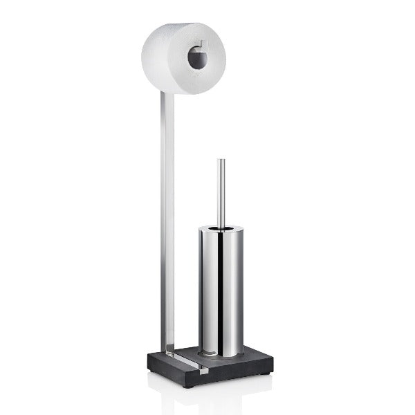 blomus MENOTO Freestanding Toilet Paper Holder with Toilet Brush and Holder - Polished Stainless