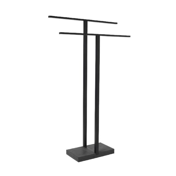 blomus MENOTO Modern Freestanding Towel Rack with Heavy Polystone Base - Black