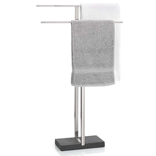 blomus MENOTO Modern Freestanding Towel Rack with Heavy Polystone Base - Brushed Stainless