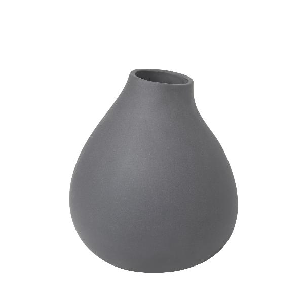 blomus NONA Porcelain Sculptural Vase with Organic Soft Curves - Pewter Color