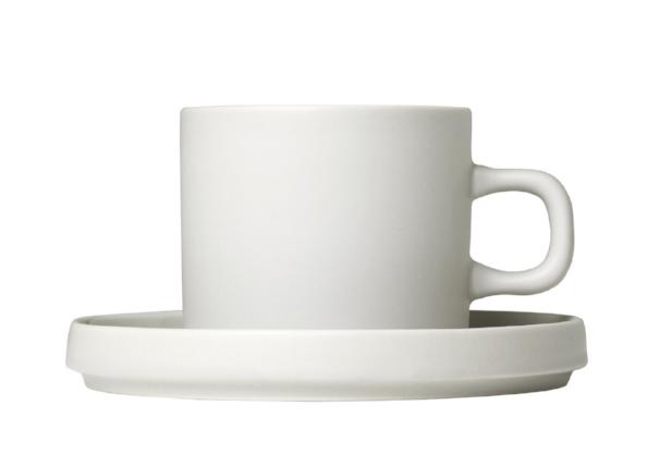 blomus PILAR Modern Stoneware Coffee Cups with Saucers - Dishware Coffee Accessory Set of 2