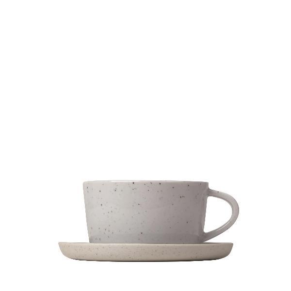 blomus SABLO Scandinavian Stoneware Coffee Cups with Saucers - Dishware Coffee Service Set of 2