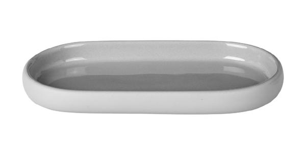 blomus SONO Modern Bathroom Countertop Oval Tray Organizer - Ceramic Soft Touch