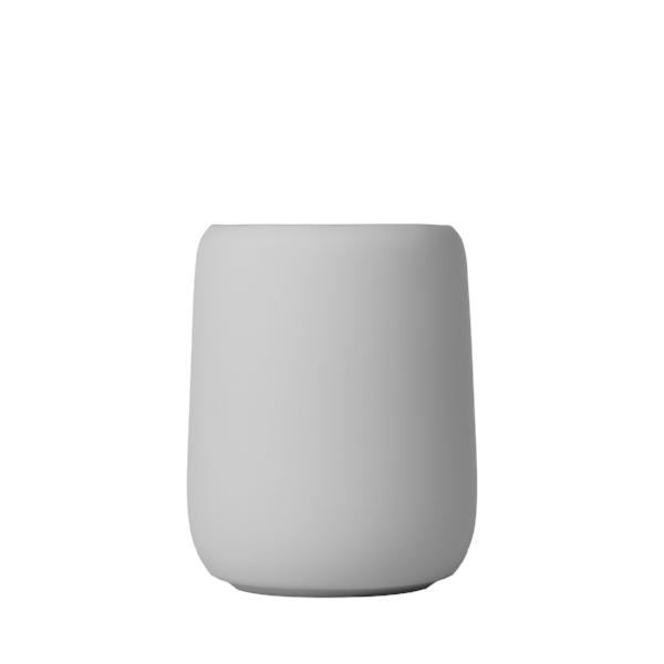 blomus SONO Modern Bathroom Countertop Tumbler and Toothbrush Holder Organizer - Ceramic Soft Touch