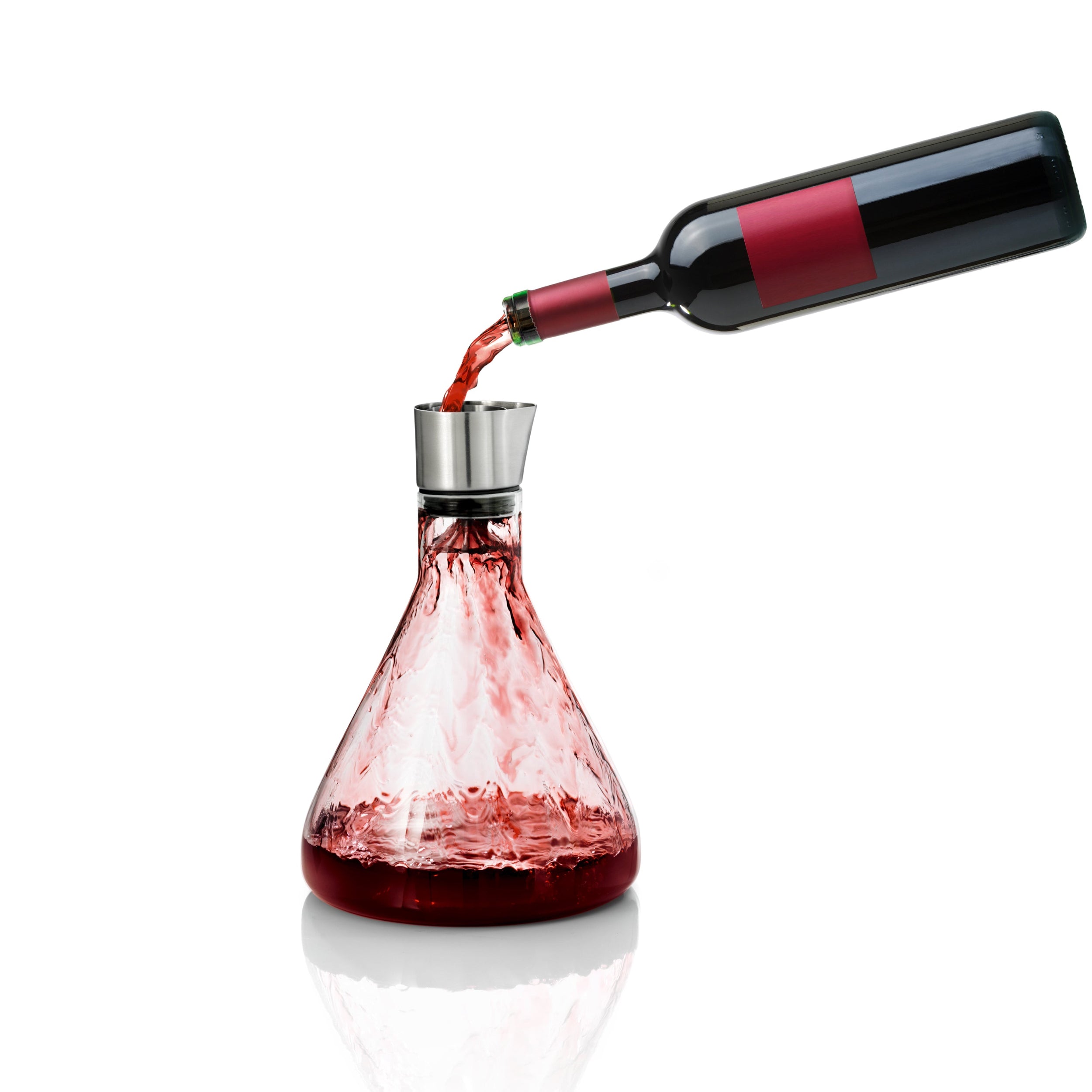 blomus DELTA Wine Decanter with Aerator & Pourer – Hand Blown Glass & Stainless Steel Luxury Wine Accessory