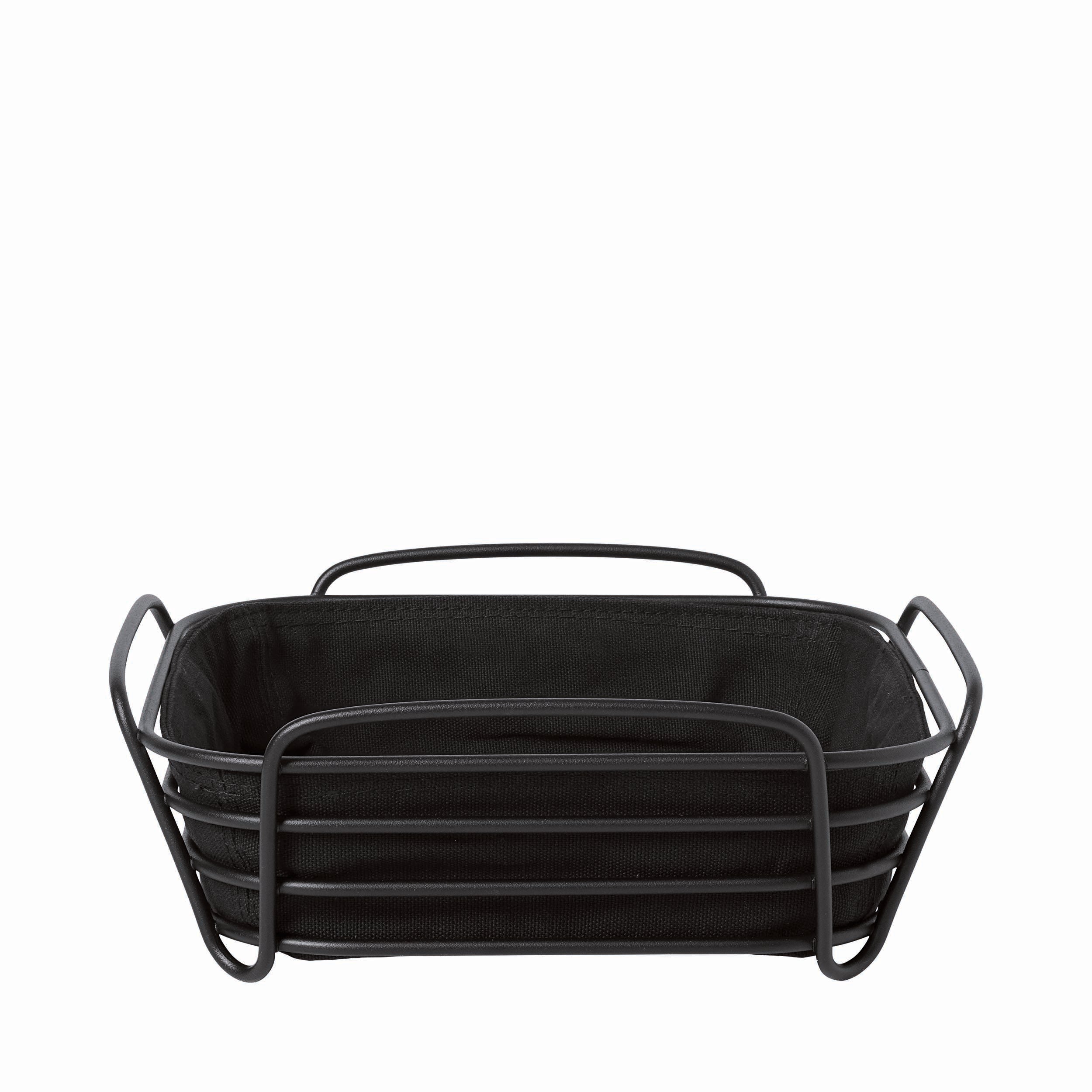blomus DELARA Bread Basket with Removable Washable Liner – Serving Basket for Bread, Crackers, Rolls, Snacks & Kitchen Storage - Black